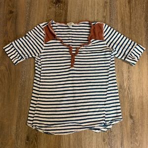 Striped Henley Snap Top